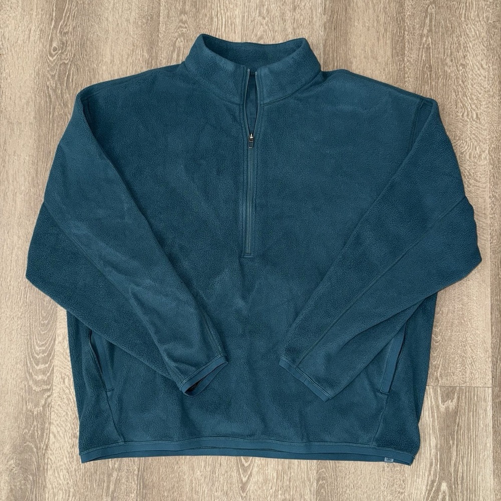 Lululemon Oversized Fit Fleece Half Zip Pullover Men's XL Green Pockets - Picture 2 of 7